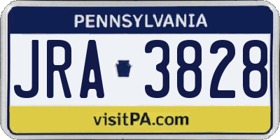 PA license plate JRA3828