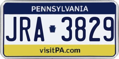 PA license plate JRA3829
