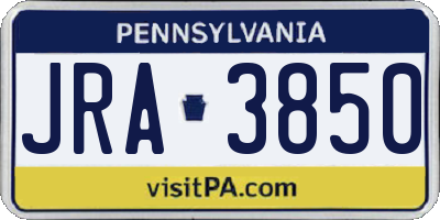 PA license plate JRA3850