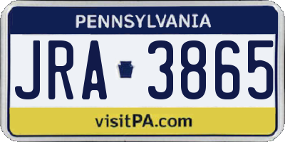 PA license plate JRA3865