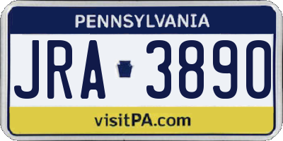 PA license plate JRA3890