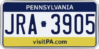 PA license plate JRA3905