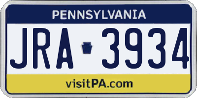 PA license plate JRA3934