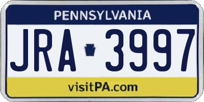 PA license plate JRA3997