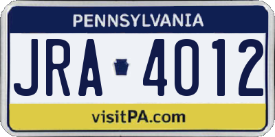 PA license plate JRA4012