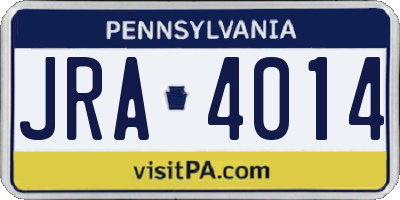 PA license plate JRA4014