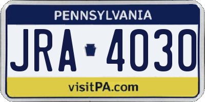 PA license plate JRA4030
