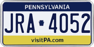 PA license plate JRA4052