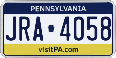 PA license plate JRA4058