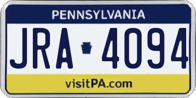 PA license plate JRA4094