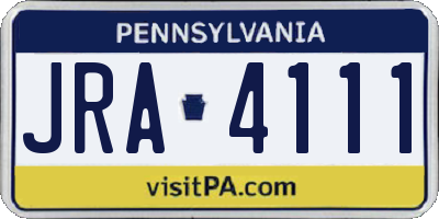 PA license plate JRA4111