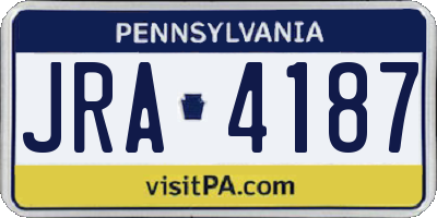 PA license plate JRA4187
