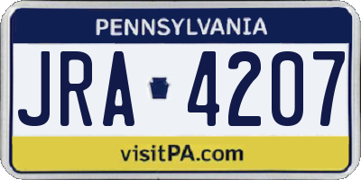 PA license plate JRA4207