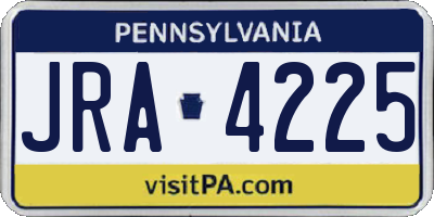 PA license plate JRA4225