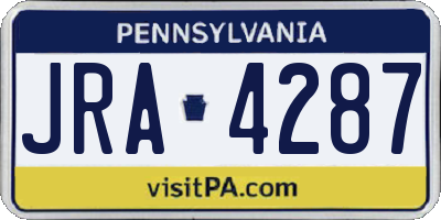 PA license plate JRA4287