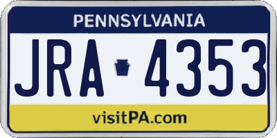 PA license plate JRA4353