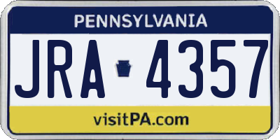 PA license plate JRA4357