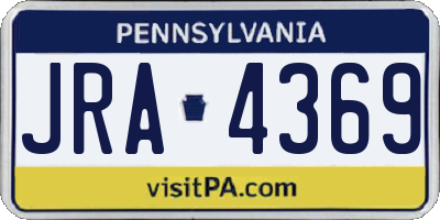 PA license plate JRA4369