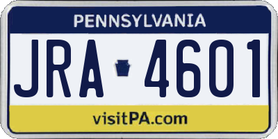 PA license plate JRA4601