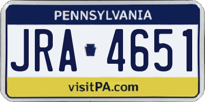 PA license plate JRA4651