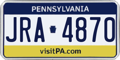 PA license plate JRA4870