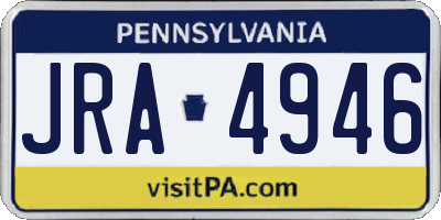 PA license plate JRA4946
