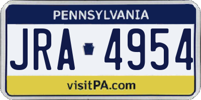 PA license plate JRA4954