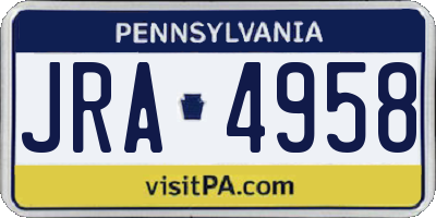 PA license plate JRA4958