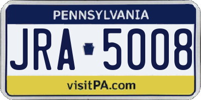 PA license plate JRA5008