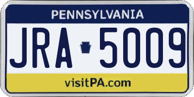 PA license plate JRA5009