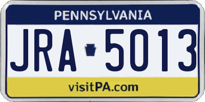 PA license plate JRA5013