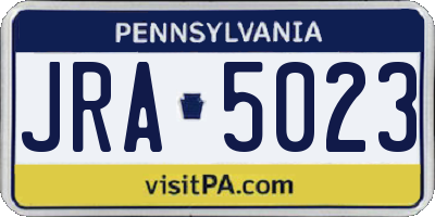 PA license plate JRA5023