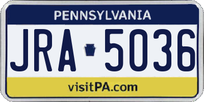 PA license plate JRA5036