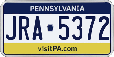 PA license plate JRA5372