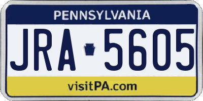 PA license plate JRA5605