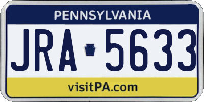 PA license plate JRA5633