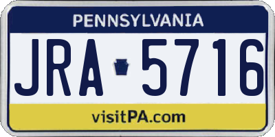 PA license plate JRA5716