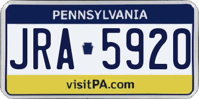 PA license plate JRA5920