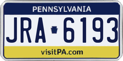 PA license plate JRA6193