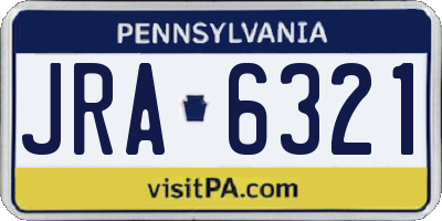 PA license plate JRA6321