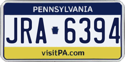 PA license plate JRA6394