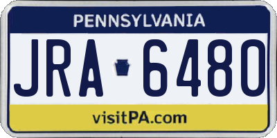 PA license plate JRA6480