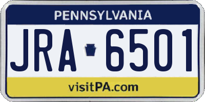 PA license plate JRA6501