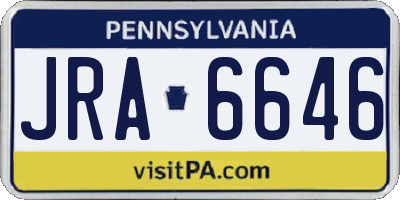 PA license plate JRA6646