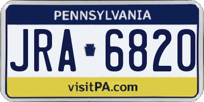 PA license plate JRA6820