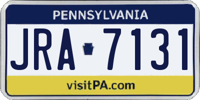 PA license plate JRA7131