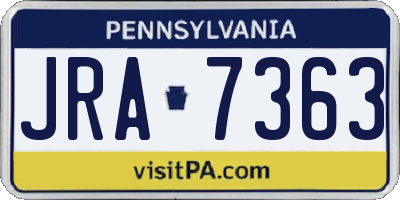 PA license plate JRA7363