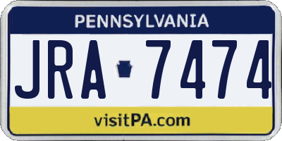 PA license plate JRA7474