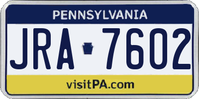 PA license plate JRA7602