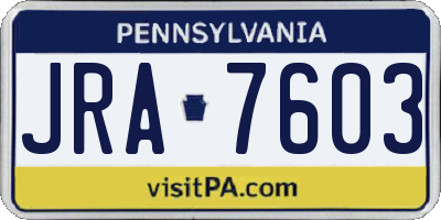 PA license plate JRA7603